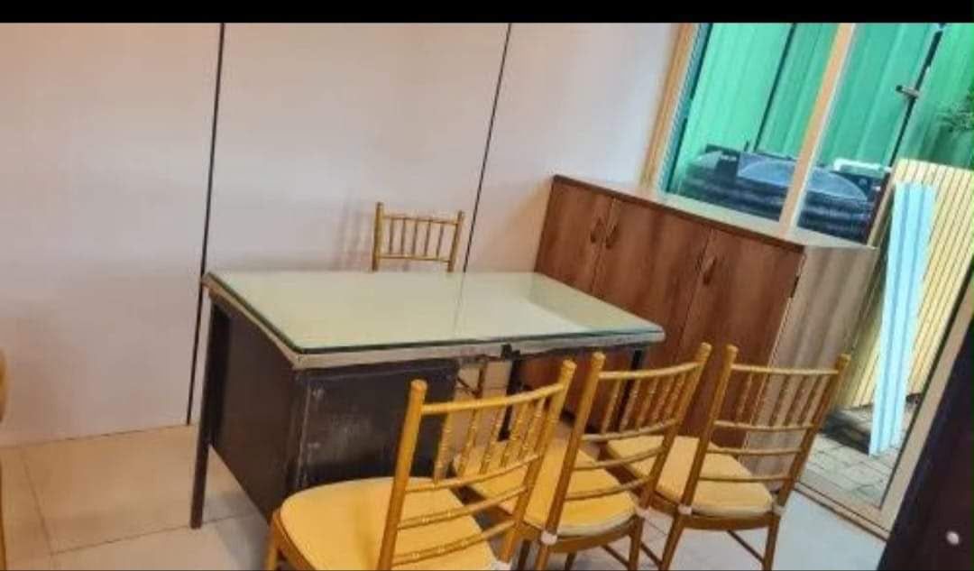 Office and dining corner with storage cabinet